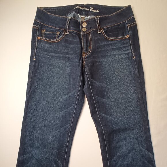 American Eagle Jeans Size 4 Artist Low Rise Flare Leg Dark Wash - Picture 2 of 10